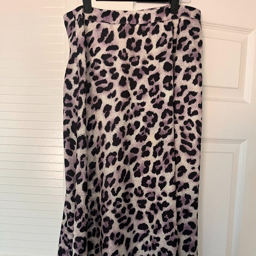 Leopard Satin Midi Skirt